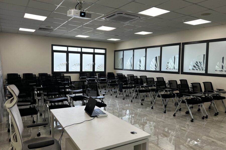 Training room with projector and screen